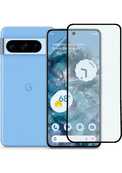 Google Pixel 8 Pro Tam Kaplayan Çerçeveli Tempered Ekran Koruyucu - Siyah AL3276