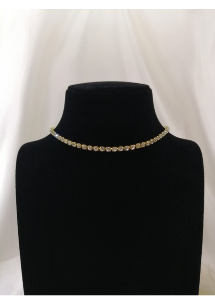 Gümüş Renk Zirkon Kadın Su Yolu Choker Kolye