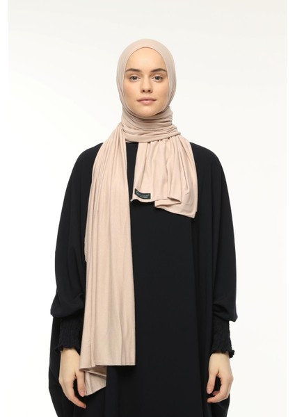 Tesettür Penye Şal Düz-Toz Bej