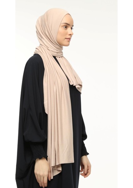 Tesettür Penye Şal Düz-Toz Bej modelleri