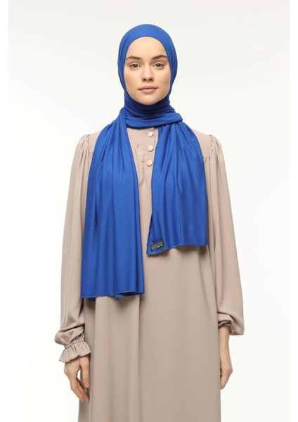 Tesettür Penye Şal Düz-Saks Mavisi