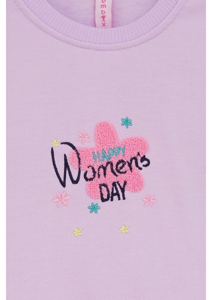 Lila Çiçek Nakışlı Kız Çocuk Kız Çocuk Sweatshirt 17194 fiyatları