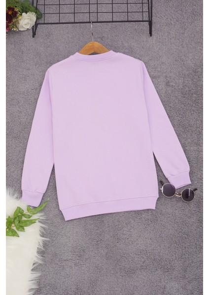 Lila Çiçek Nakışlı Kız Çocuk Kız Çocuk Sweatshirt 17194 fırsatları