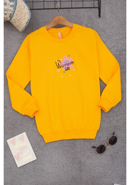 Sarı Çiçek Nakışlı Kız Çocuk Kız Çocuk Sweatshirt 17190 modelleri