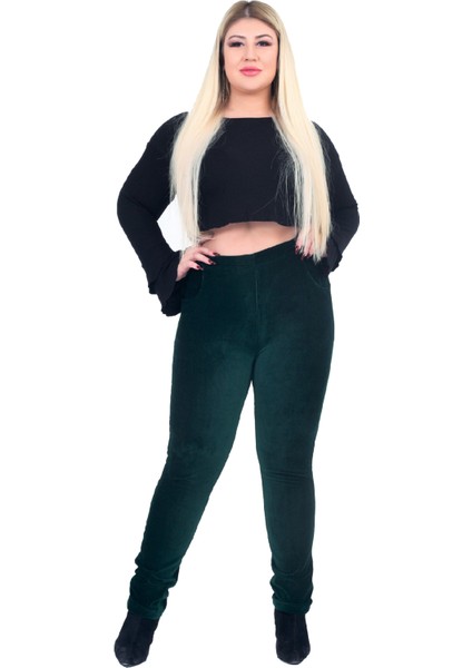 Kadın Büyük Beden Pantolon Gny31122 Elastik Bel Fitilli Kadife modelleri