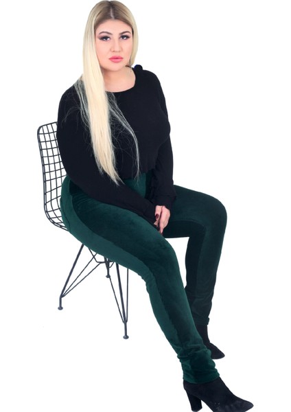 Kadın Büyük Beden Pantolon Gny31122 Elastik Bel Fitilli Kadife fırsatları