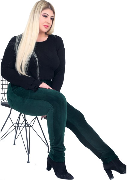 Kadın Büyük Beden Pantolon Gny31122 Elastik Bel Fitilli Kadife indirimleri