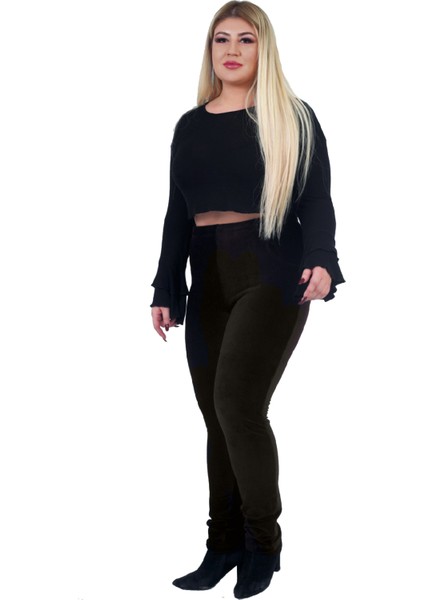 Kadın Büyük Beden Pantolon Gny31122 Elastik Bel Fitilli Kadife fiyatları