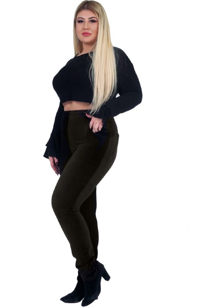 Kadın Büyük Beden Pantolon Gny31122 Elastik Bel Fitilli Kadife modelleri