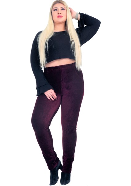 Kadın Büyük Beden Pantolon Gny31122 Elastik Bel Fitilli Kadife fırsatları