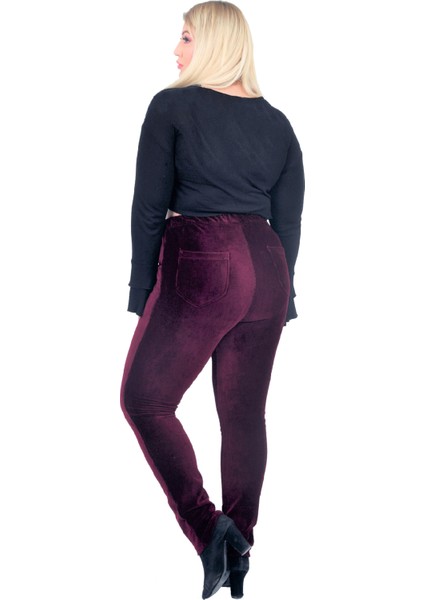 Kadın Büyük Beden Pantolon Gny31122 Elastik Bel Fitilli Kadife indirimleri