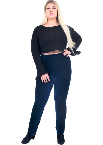 Kadın Büyük Beden Pantolon Gny31122 Elastik Bel Fitilli Kadife modelleri