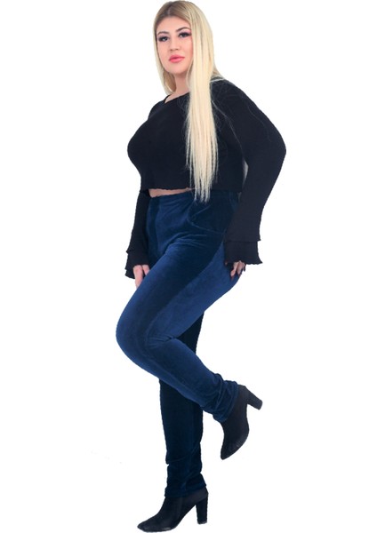 Kadın Büyük Beden Pantolon Gny31122 Elastik Bel Fitilli Kadife fırsatları