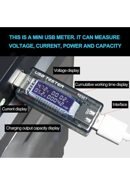 USB Volt Akım Gerilim Doktor Şarj Cihazı Kapasite Test Cihazı Ölçer (Yurt Dışından)