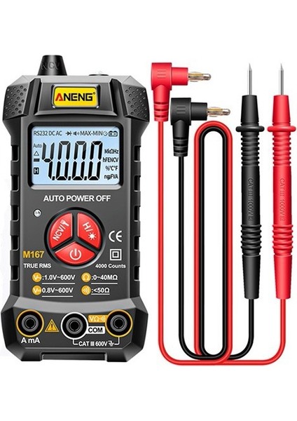 Aneng M167 Otomatik Değişen Dijital Akıllı Multimetre Hat Bakımı 4000 Sayım Elektrik Ölçer Transistör Test Cihazı Ac/dc Gerilim Ölçer Direnç Test Cihazı Voltmetre (Yurt Dışından) fiyatları