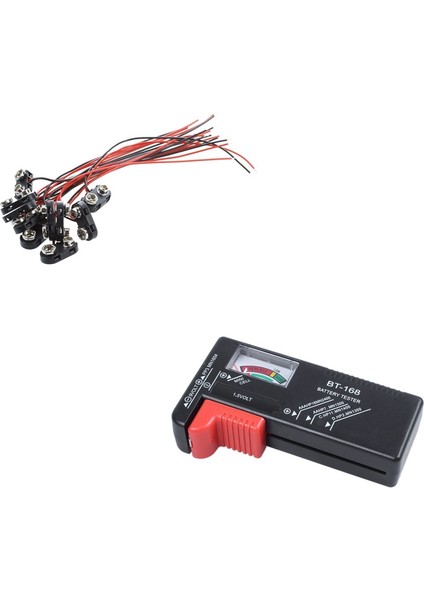 10X Siyah Sert Plastik Muhafaza T Tipi Kablolu 9 V Pil Klipsi Konektörü ile BT168 Evrensel Pil Kontrol Cihazı Test Cihazı (Yurt Dışından) modelleri