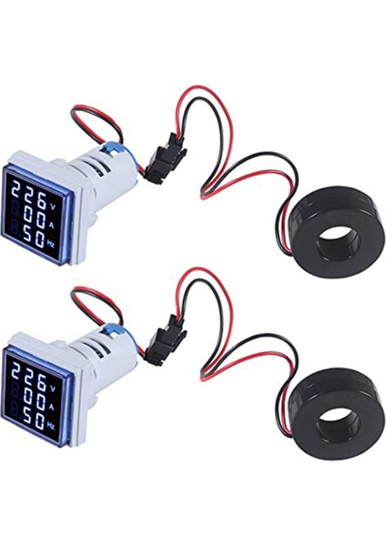 2pcs Dijital 3ın1 22MM Voltmetre Ampermetre Hz Metre Akım Frekans Göstergesi Ac 60-500V (Yurt Dışından)