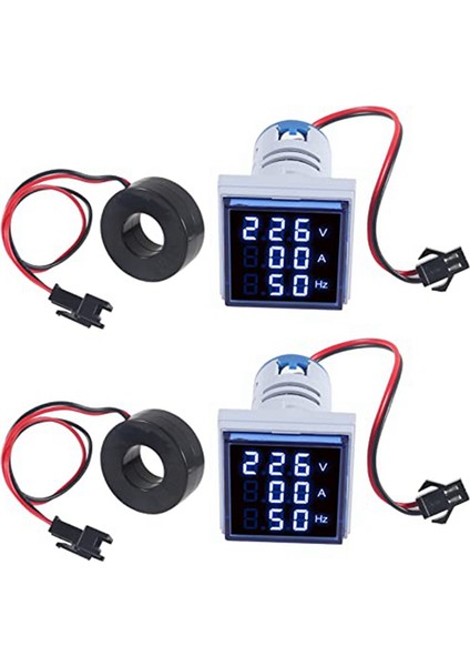 2pcs Dijital 3ın1 22MM Voltmetre Ampermetre Hz Metre Akım Frekans Göstergesi Ac 60-500V (Yurt Dışından) fiyatları