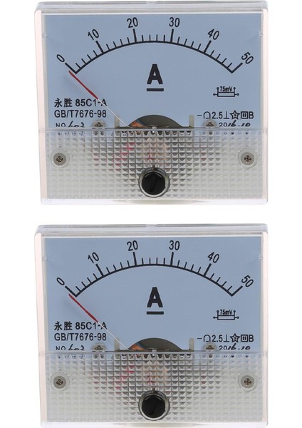 2x 85C1 Dc 0-50A Dikdörtgen Analog Panel Ampermetre Ölçer (Yurt Dışından)