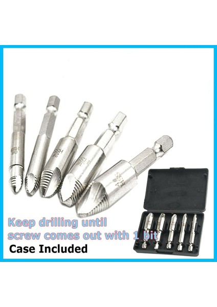 Le 5 Adet Hasarlı Vida Çıkarıcı Kaldırma Seti 5 Boyutları Güçlü Kavrama Vidaları Cıvata Özü Matkap Ucu Araçları (Yurt Dışından)