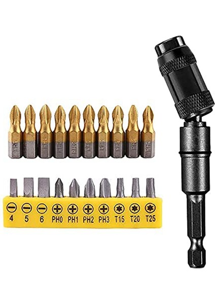 Xhhdqes 1/4 Inç Manyetik Esnek Pivot Matkap Ucu Ucu Tutucu Altıgen Tornavida Uzatma Çubuğu Sürücü Tutucu Tornavida Uçları ile (Yurt Dışından)