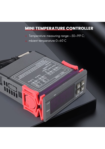 Mini Sıcaklık Kontrol Cihazı-1 x Mini Dijital Sıcaklık Kontrol Cihazı Termostatı 1 x 2m Kablolu Sıcaklık Sensörü Probu 1 x Kullanım Kılavuzu-Gösterildiği Gibi (Yurt Dışından) indirimleri