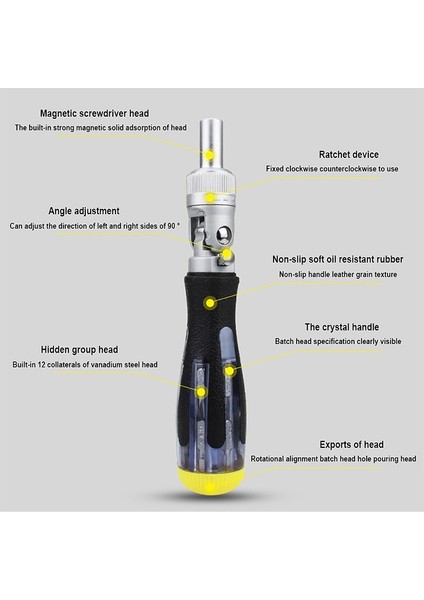 13 In 1 Cırcır Tornavida Seti Çok Açılı Katlanabilir El Aracı Ev Donanım Saplı Hex Phillips Manuel Tamir Araçları (Yurt Dışından) modelleri