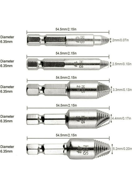 gr 5 Adet Hasarlı Vida Çıkarıcı Kaldırma Seti 5 Boyutları Güçlü Kavrama Vidaları Cıvata Özü Matkap Ucu Araçları (Yurt Dışından)