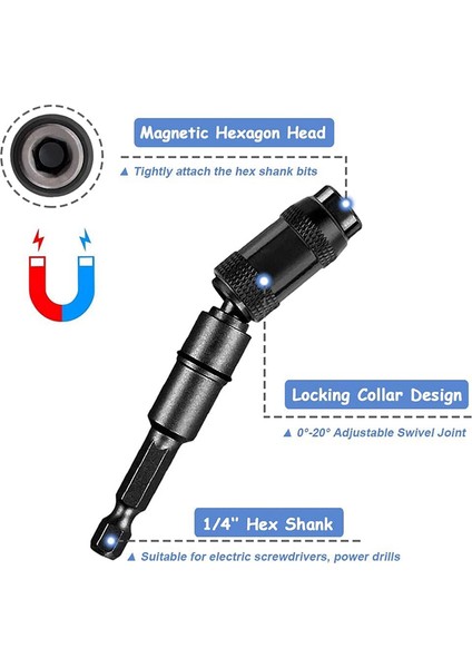Arelene 1/4 Inç Manyetik Esnek Pivot Matkap Ucu Ucu Tutucu Altıgen Tornavida Uzatma Çubuğu Sürücü Tutucu Tornavida Uçları ile (Yurt Dışından) fiyatları