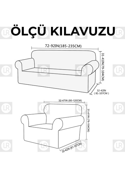 Riselerhome  Lastıklı Esnek Koltuk Kanepe Kılıfı Takımı Çekyat Örtüsü  (3+3+1+1 ) Takım