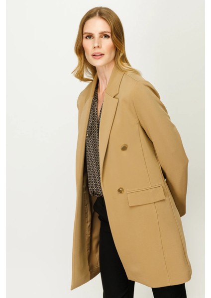 Uzun Kapak Cepli Ceket Camel fırsatları