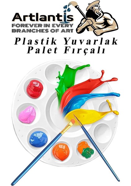 Akrilik Boya 12 Renk 20 ml Şişe 1 Paket 12'li Akrilik Boya Seti ve Yuvarlak Resim Paleti Fırçalı