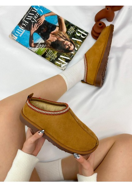 Taba Süet (Huggie) Içi Yünlü Kadın Terlik