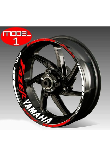 Motosiklet Jant Şeridi Fazer Yamaha Uyumlu Beyaz-Kırmızı Sağ-Sol/ön-Arka CLK-102