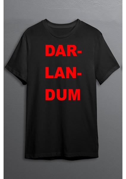 Baskılı Pamuklu Likralı T-Shirt Kırmızı Yazılı Siyah Clk-42