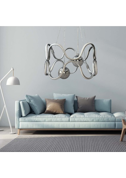 Krom Modern Ferra 2 Toplu Günışığı Ledli Avize