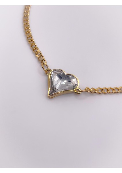 Çelik Bileklik Pırlanta Görünümlü Kalpli Bileklik fırsatları