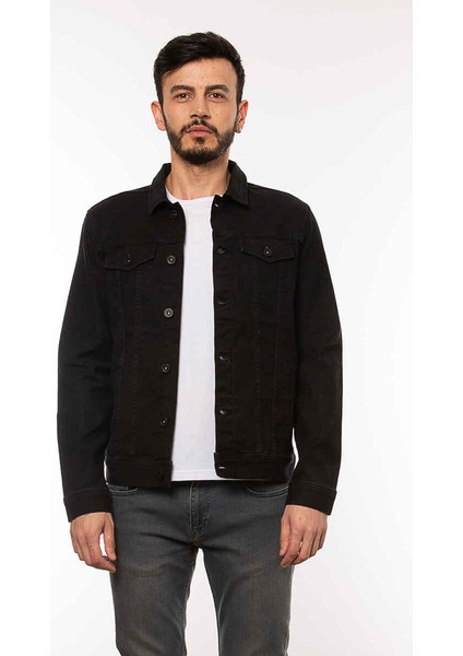 1702 Erkek Jean Ceket Black Wash