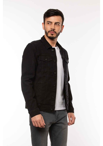 1702 Erkek Jean Ceket Black Wash modelleri