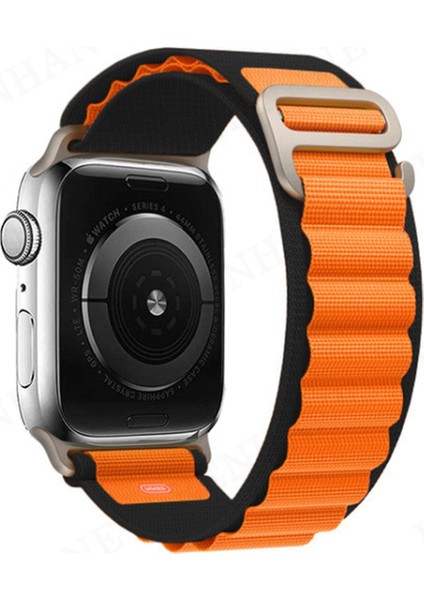 Apple Watch Ultra 49MM Mountain Kordon - Siyah-Turuncu