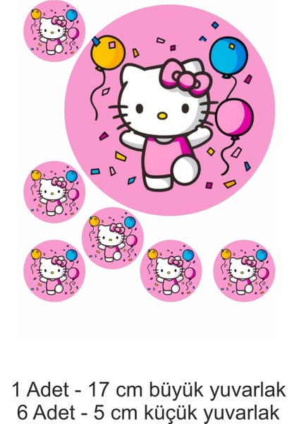 Hello Kitty 7 Adet A4 Yenilebilir Süsü Pasta Kurabiye Şeker Hamuru Kağıt Baskısı
