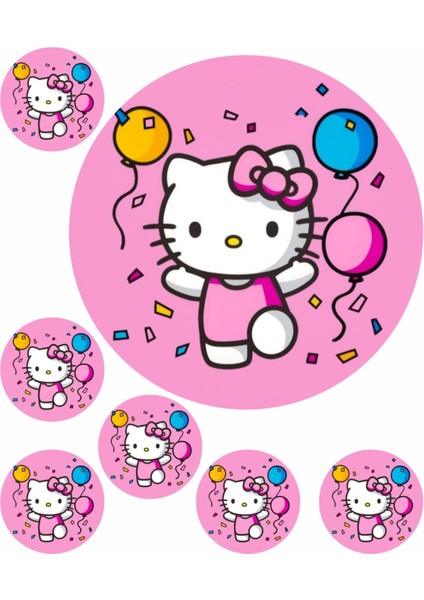 Hello Kitty 7 Adet A4 Yenilebilir Süsü Pasta Kurabiye Şeker Hamuru Kağıt Baskısı