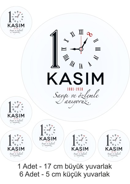 10 Kasım Atatürk 7 Adet Yuvarlak Yenilebilir Pasta Süsü Kurabiye Cupcake Şeker Hamuru Kağıt Baskısı