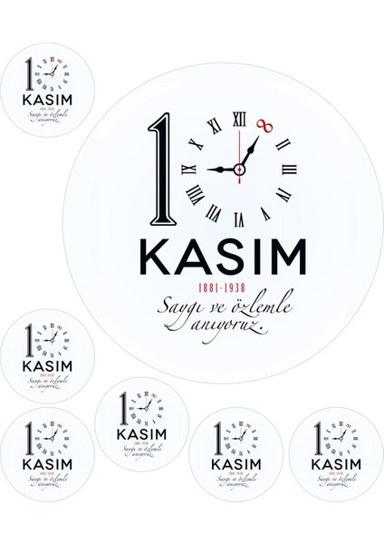 10 Kasım Atatürk 7 Adet Yuvarlak Yenilebilir Pasta Süsü Kurabiye Cupcake Şeker Hamuru Kağıt Baskısı