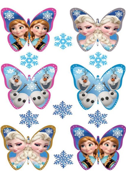 Elsa Frozen Kelebek A4 Boyutunda Yenilebilir Pasta Süsü Kurabiye Cupcake Şeker Hamuru Kağıt Baskı