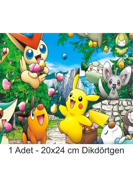 Pokemon Büyük Boy 20X24 cm A4 Yenilebilir Pasta Kurabiye Şeker Hamuru Kağıt Baskısı Dikdörtgen