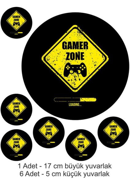 Gamer Zone 7 Adet A4 Yenilebilir Süsü Pasta Kurabiye Şeker Hamuru Kağıt Baskısı