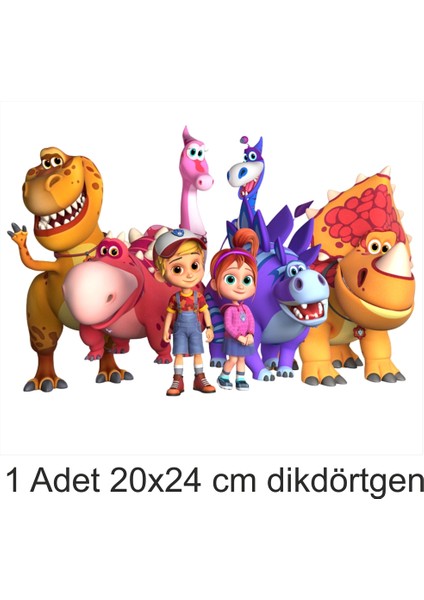 Turbozaurs Büyük Boy 20X24 cm A4 Yenilebilir Pasta Kurabiye Şeker Hamuru Kağıt Baskısı Dikdörtgen