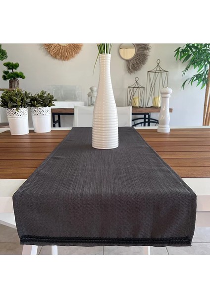 Antrasit Linen Keten Kare Kesim Runner fiyatları