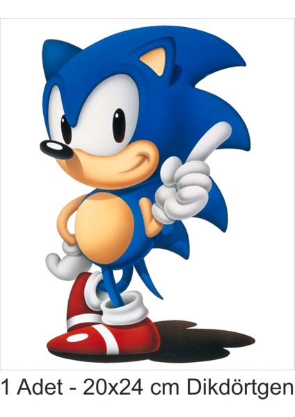 Atölye7 Tasarım Sonic Büyük Boy 20X24 cm A4 Yenilebilir Pasta Kurabiye Şeker Hamuru Kağıt Baskısı Dikdörtgen